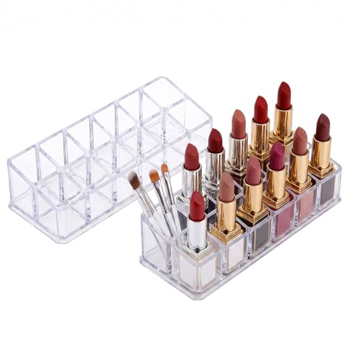 FOMIYES Organiseur Maquillage Acrylique Transparent 12 Compartiments Support Présentoir Rouge À Lèvres Compact Rangement Cosmétique Pour Usage...