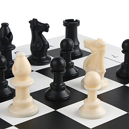 Image of Andux Chess Game Set Chess Pieces and Rollable Board QPXQ-01 (Black,35x35cm)