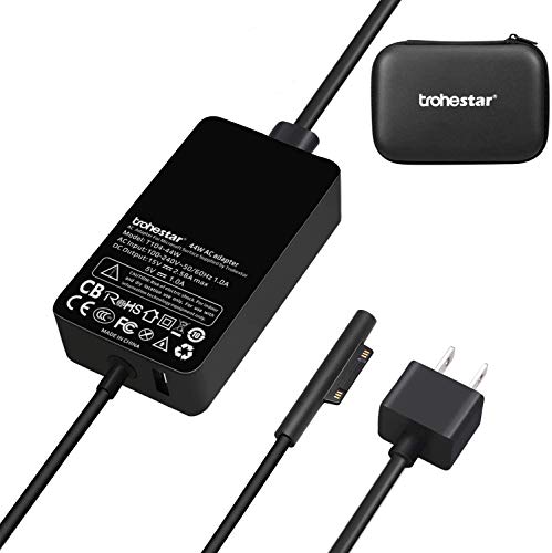 Trohestar Surface Pro 4 Charger 44W 15V 2.58A Power Adapter Laptop Charger Compatible with Microsoft Surface Pro 3 Pro 4 Pro 5 Pro 2017 Pro 6 Surface Laptop Surface Book Include Travel Case (Black)