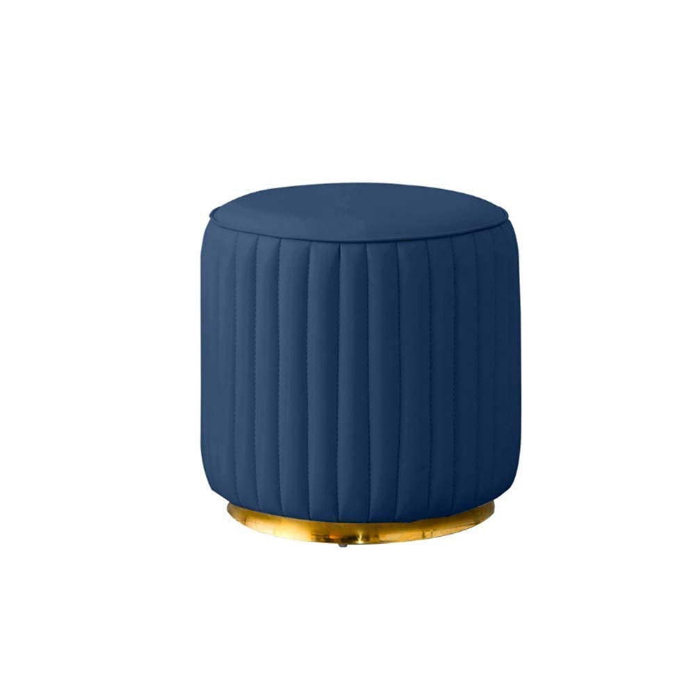 Sofá redondo pequeño y mesa de centro auxiliar con taburete azul marino 1