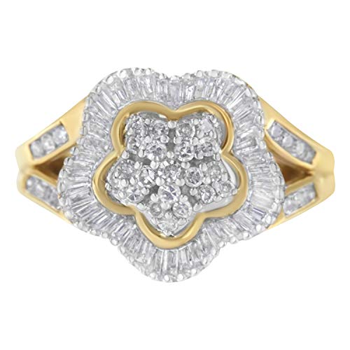 Haus of Brilliance 10KT Yellow Gold Round and Baguette Cut Diamond Ballerina Ring (1 cttw, I-J Color, SI1-SI2 Clarity)