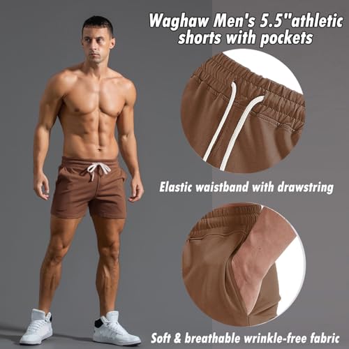 Image of Men 5.5 /7 Inch Cotton Sweat Shorts Men Cotton Workout Short with Pockets