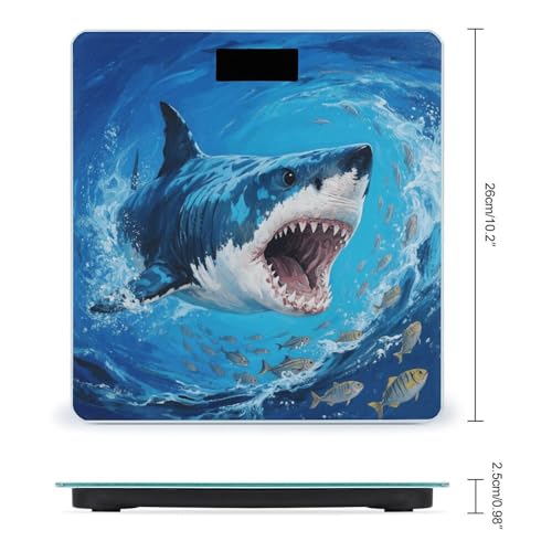 Báscula Digital de Baño Fiercely Shark con vidrio templado miniatura 2