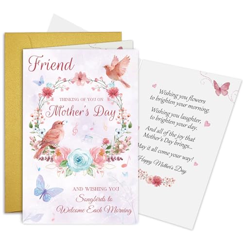 Oamiolek Funny Songbird Mother's Day Card for Friend, Heartfelt Mothers Day Card from Bestie Coworker, May It All Come Your Way