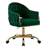 Grüner Samt-Make-up-Stuhl mit verstellbarer Rückenlehne, stilvoller Bürosessel mit 5 den Beinen...