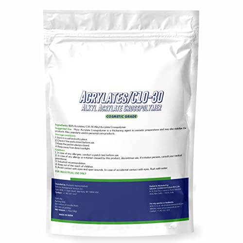 Myoc Acrylates/c10-30 Alkyl Acrylate Crosspolymer (Ultrez 20) – 50 Gm (1.76 Oz), Pure Acrylate Crosspolymer Cosmetic Grade, Cosmetic Thickener, Raw Material for Cosmetic, Acrylate Crosspolymer Bulk