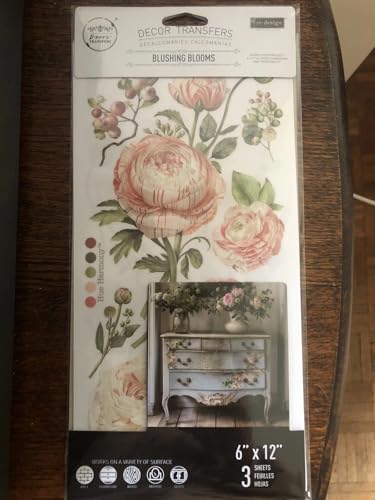 Redesign with Prima Small Decor Transfer - Blushing Blooms, 6″X12″ ~ rub on transfer / DIY / furniture upcycling / chalk painting