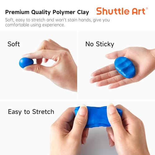 Polymer Clay, 57 Colors Shuttle Art 1.2 oz/Block Oven Bake Modeling Clay Kit with 19 Sculpting Clay Tools and Accessories, Non-Stick, Non-Toxic, Ideal DIY Gifts for Kids