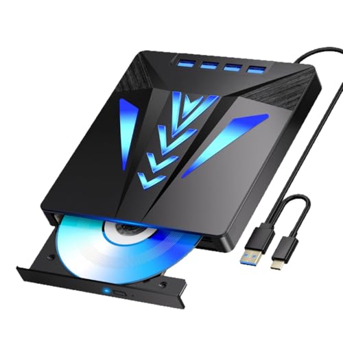 Avejjbaey Unidad de disco externa portátil de 6 puertos USB 3.0 USB 2.0 de velocidad rápida para computadora portátil, dispositivo de PC, unidad óptica USB