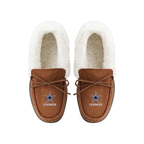 Image of FOCO Womens NFL Team Logo Tan Moccasin Slippers
