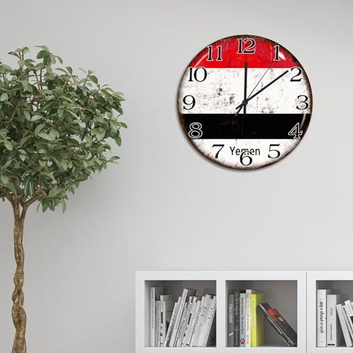Horloge murale Yémen de 38cm : pendule silencieuse rustique à piles - 5