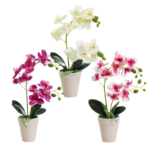 Orchidée en Pot artificielle haut de gamme 16 pouces blanche - 6
