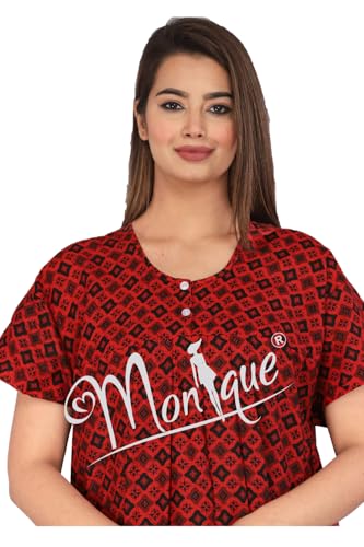 Image of Monique Brand 100% Pure Cotton Nighty for Woman | Floral Gown for Women Night Wear | Cotton Nighty for Women Stylish | Maxi for Women Cotton