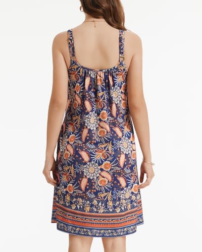 Image of ANYFITTING Built in Bra Summer Dresses for Women 2025 Casual Short Dress with Pockets Mini Floral Sundresses
