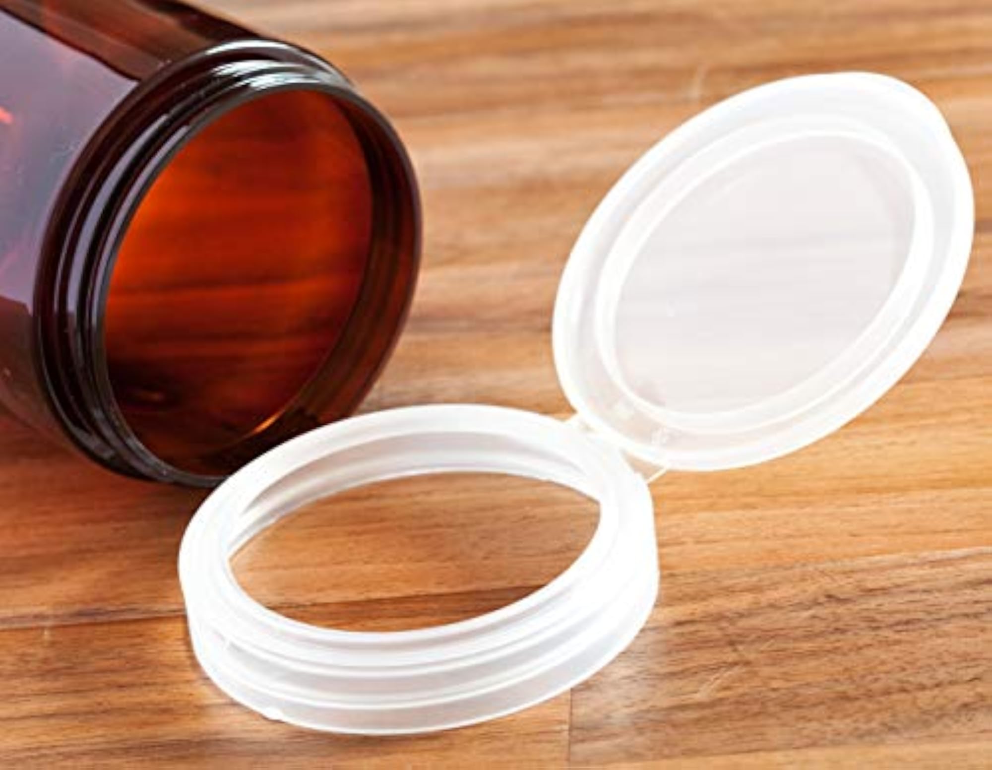 (6 Pack) 8 oz Amber PET Plastic Wide Mouth Low Profile Jar