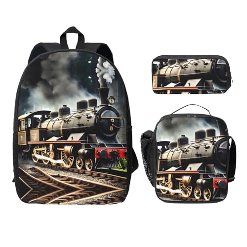 Sac à dos locomotive à vapeur 3 pièces pour alléger le poids des fournitures scolaires
