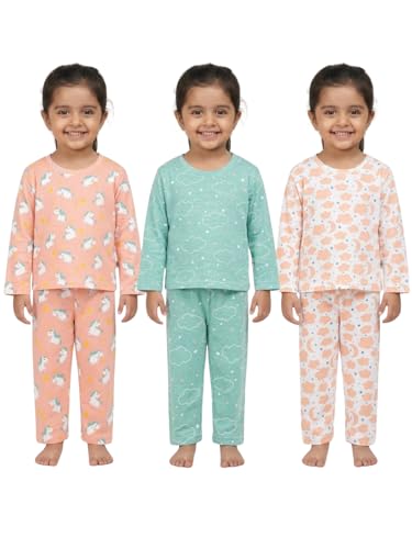 Image of The Mom Store Kids Cotton Night Suit for Boys and Girls | Breathable Night Dress for Kids Boys and Girls | Printed Nightsuit Pajama Set | Comfortable All-Season Sleepwear for Daily Use | Combo Set