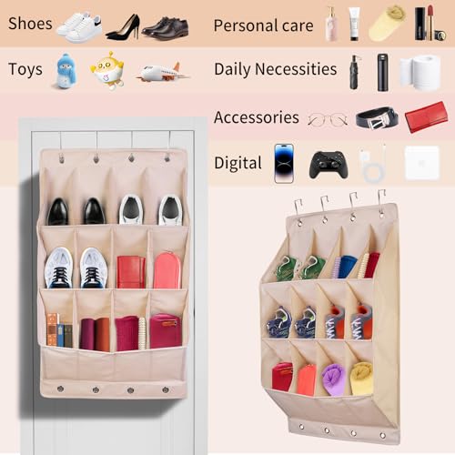 Mrooda Over The Door Shoe Organizer Hanging Shoe Organizer With 12 Large Pockets And 8 Metal Hooks Wall Shoe Rack thumb #4