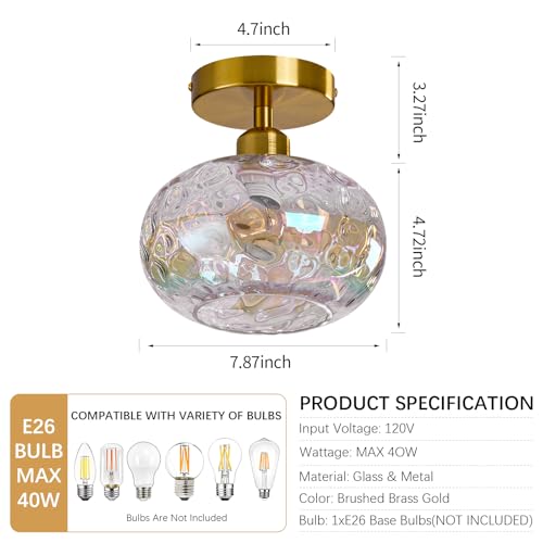 7.9″ Small Semi Flush Mount Ceiling Light,Rainbow Hallway Light Fixtures by Luafac - Used condition - Image 4