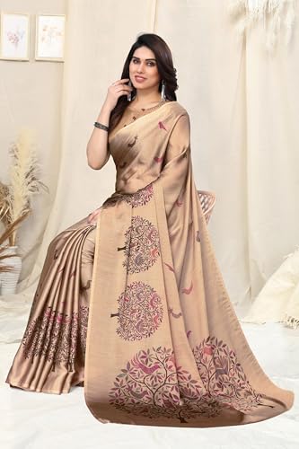 Image of MIRCHI FASHION Women Saree Chiffon Flower Print | Breathable Lightweight Sari for Office and Daily Use with Unstitched Blouse Piece (Available in 30 Styles)