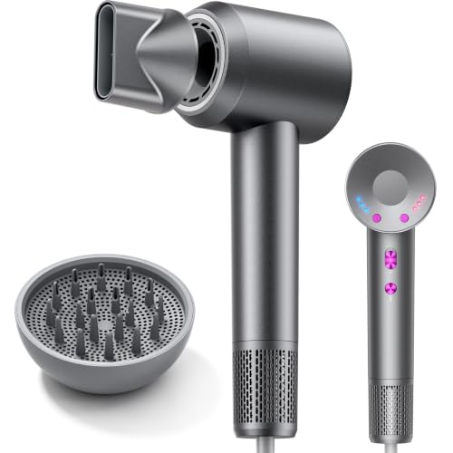 LORVENA Sèche Cheveux Ionique Haute Vitesse 160000 tr/min 500 Millions d’Ions Anti-Frisottis Sèche-Cheveux avec Diffuseur Magnétique pour Cheveux Bouclés...