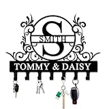 Jiolelores Personalized Metal Key Holder Wall Mount with Family Name Custom Key Hooks Wall Mounted...