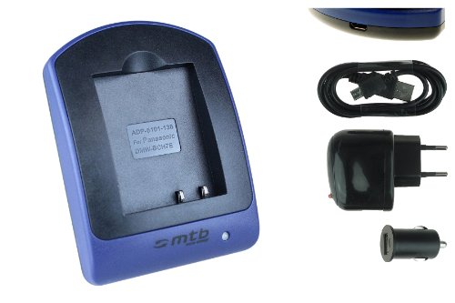 Cargador (USB/Coche/Corriente) para Panasonic DMW BCH7E / Lumix DMC FP1, FP2, FP3, FT10, TS10