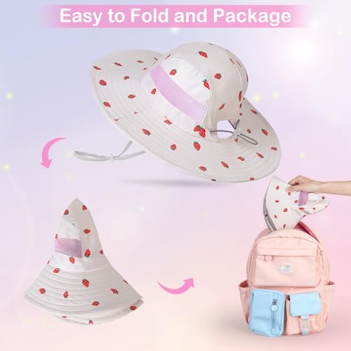 Image of Kids Sun Hat for Toddler Girls Unicorn Bucket Hats UV Protection Summer Hat for Kids Wide Brim Fishing Hat 2-8 Years