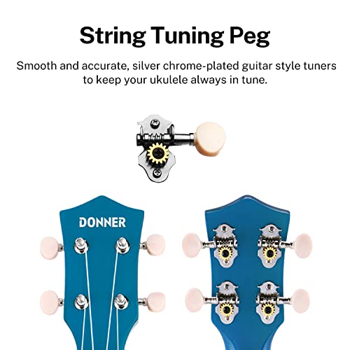 Donner Ukulélé pour Débutant Soprano Ukulélé Kit 21 pouces Adulte avec Sac Sangle Tuner, Online Leçon, Couleur Bleu - Les Beatles, Paul McCartney, John Lennon, RIngo Starr, George Harrison Donner Ukulélé pour Débutant Soprano Ukulélé Kit 21 pouces Adulte avec Sac Sangle Tuner, Online Leçon, Couleur Bleu – Image 3