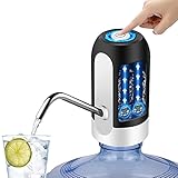 5 Gallon Water Dispenser, Electric Drinking Water Pump with Rechargeable, Portable Automatic Water Bottle Pump for Camping Kitchen Home Office - Black