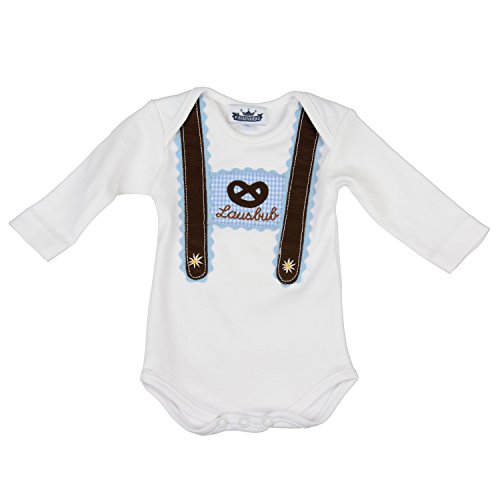 Body bébé manches longues taille 62 look costume bavarois Lausbub bleu clair