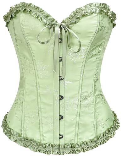 La mejor selección de Lencería moldeadora para Mujer del mes. 48 SZIVYSHI - playera de corsé para mujer, lencería moldeadora, cintura de encaje push-up, Espuma verde, 4X-Large