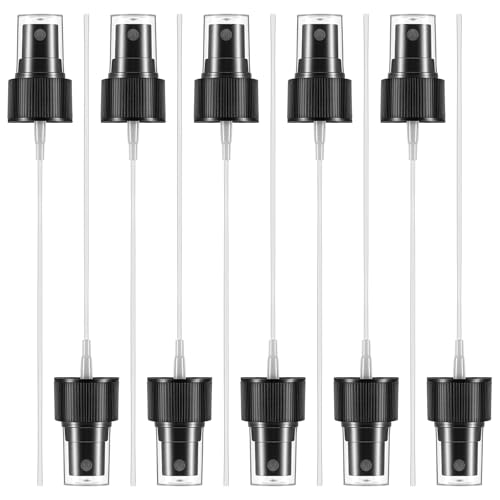 Telooco 10 Stück Kunststoff Flasche Sprühkopf Spraydose 24/410 Feinnebel Sprühaufsatz für Flaschen Düsenersatz mit 14.5cm Tauchrohr Schwarz Sprühpumpe für Ätherische Öle Parfums Reinigungsmittel