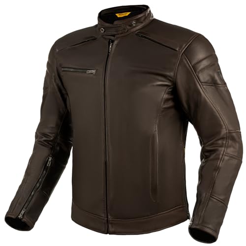 SHIMA BLAKE Motorrad Jacke Herren mit Protektoren AIRFORCE Rückenprotektor Leder Motorradjacke Sommer Schutzjacken Lederjacke Protektorenjacke Sommerjacke (Männer, Braun, 3XL)