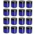 (Set of 12) Cobalt Blue 4 Ounce Jar with Black Smooth Lid PET Plastic (BPA Free) Refillable Straight Sided Jar