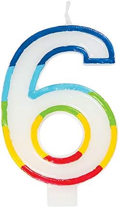 Unique Party 19943 Birthday Candle Number 3-5.9" | Rainbow Border | 1 Pc