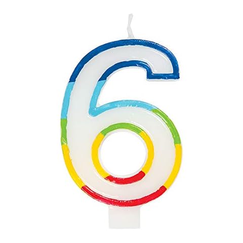 Unique Party 19946 Birthday Candle Number 6-5.9" | Rainbow Border | 1 Pc Cover