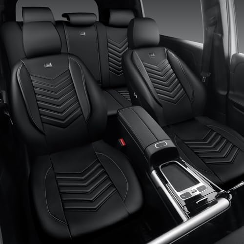 CAR PASS 3D Foam Faux Leather Seat Covers Full Set,Waterproof Leather Seat Cover for Cars,Luxury Universal Fit for SUV Truck Sedan Automotive, Armrest Airbag Compatible Anti-Slip, All Black by CAR PASS - Used condition - Image 5