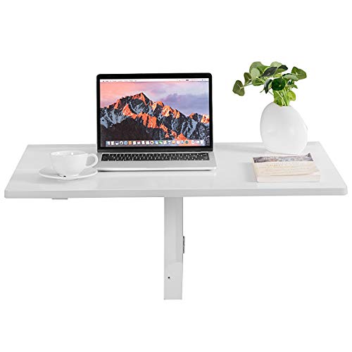 GIANTEX Mesa Plegable de Pared, Escritorio Abatible de Madera, Ahorra Espacio, 80 x 60 x 45 cm, Mesa de Comedor de Pared para Cocina, Salón, Dormitorio (Blanco)