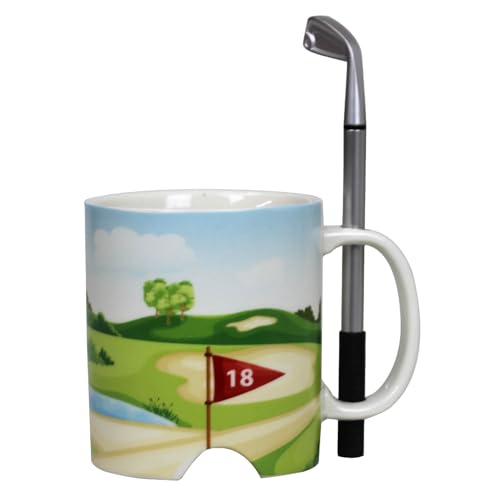 Out of the Blue Keramik Tasse Golfplatz mit Golfschläger-Stift und Golfball