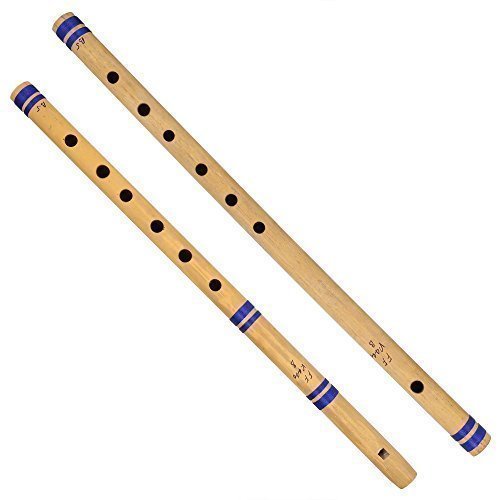 White Whale Indian Bansuri Bamboo Flute Set - Includes 2 Flutes: Fipple & Transverse - Indian Musical Instruments for Professional Use