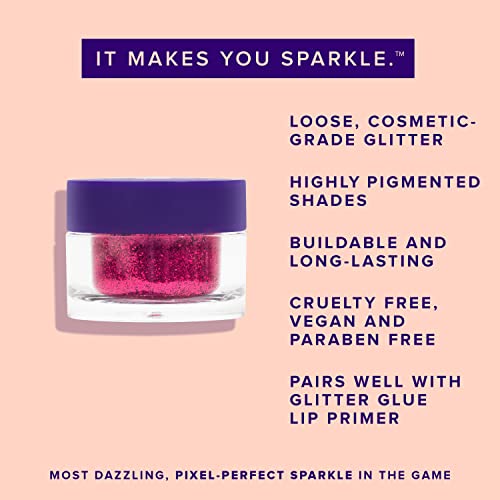 Unicorn Snot Holographic Hi-Def Cosmetic Glitter - Face & Body Glitter - For Hair, Nails, Lipgloss, Eyeshadow Makeup - Vegan & Gluten Free - 0.10Oz/3G (Flirt/Metallic Ruby) #TOP3