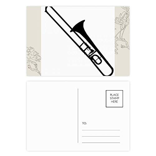 Carte postale trombone et fleurs le lot de 20 pour correspondances élégantes