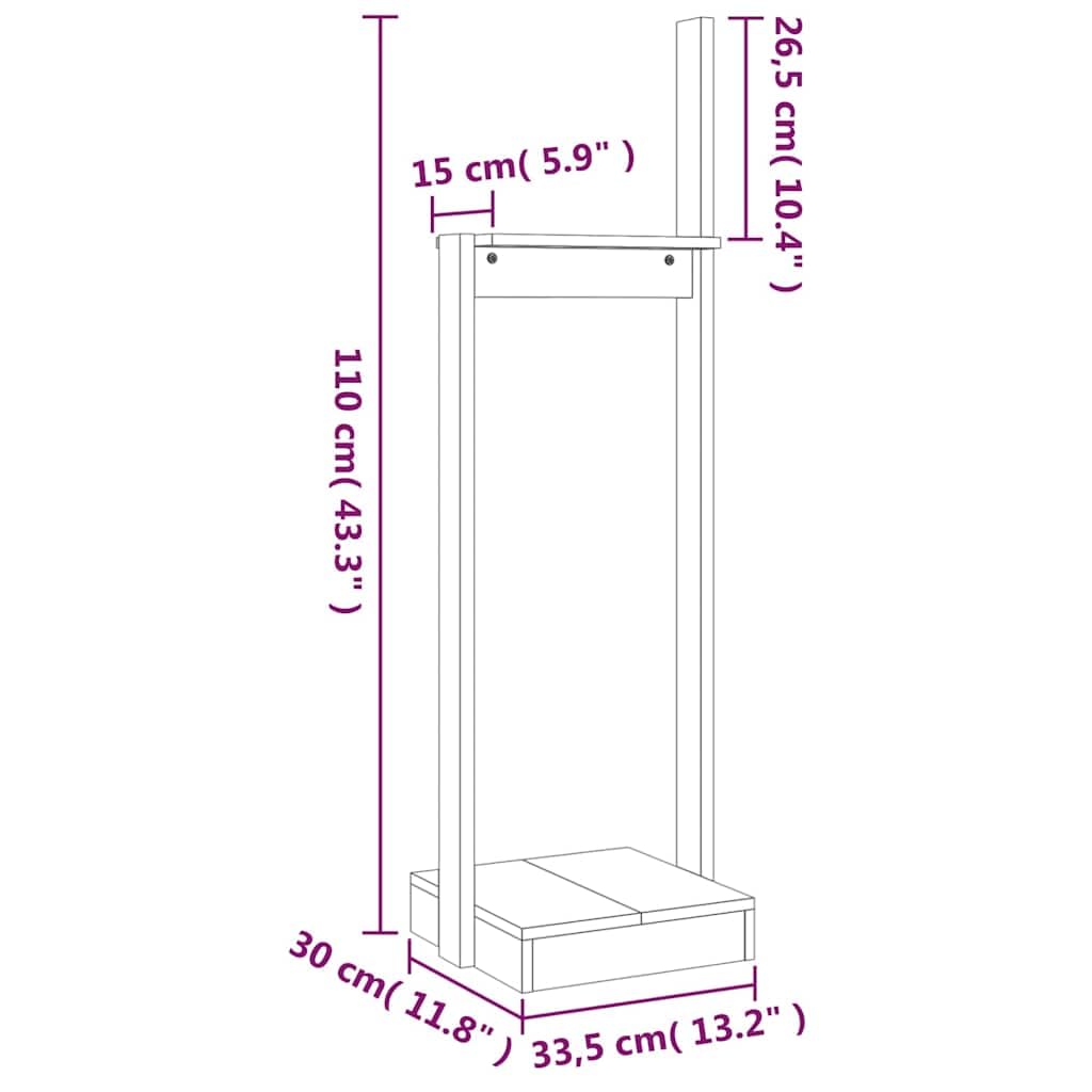 Home strumenti-Portalegna Nero 33.5x30x110 cm Legno Massello Pino