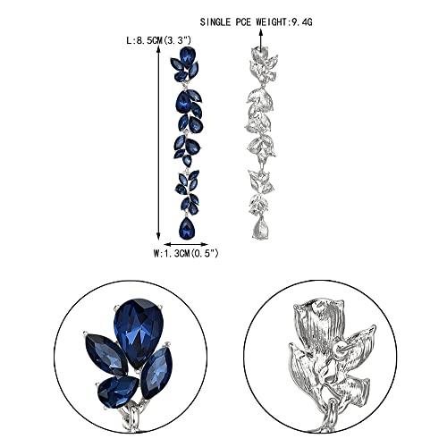 EVER FAITH Wedding Rhinestone Crystal Chandelier Earring for Women Brides, Art Deco Marquise Teardrop Bridal Long Dangle Drop Earrings for Prom4