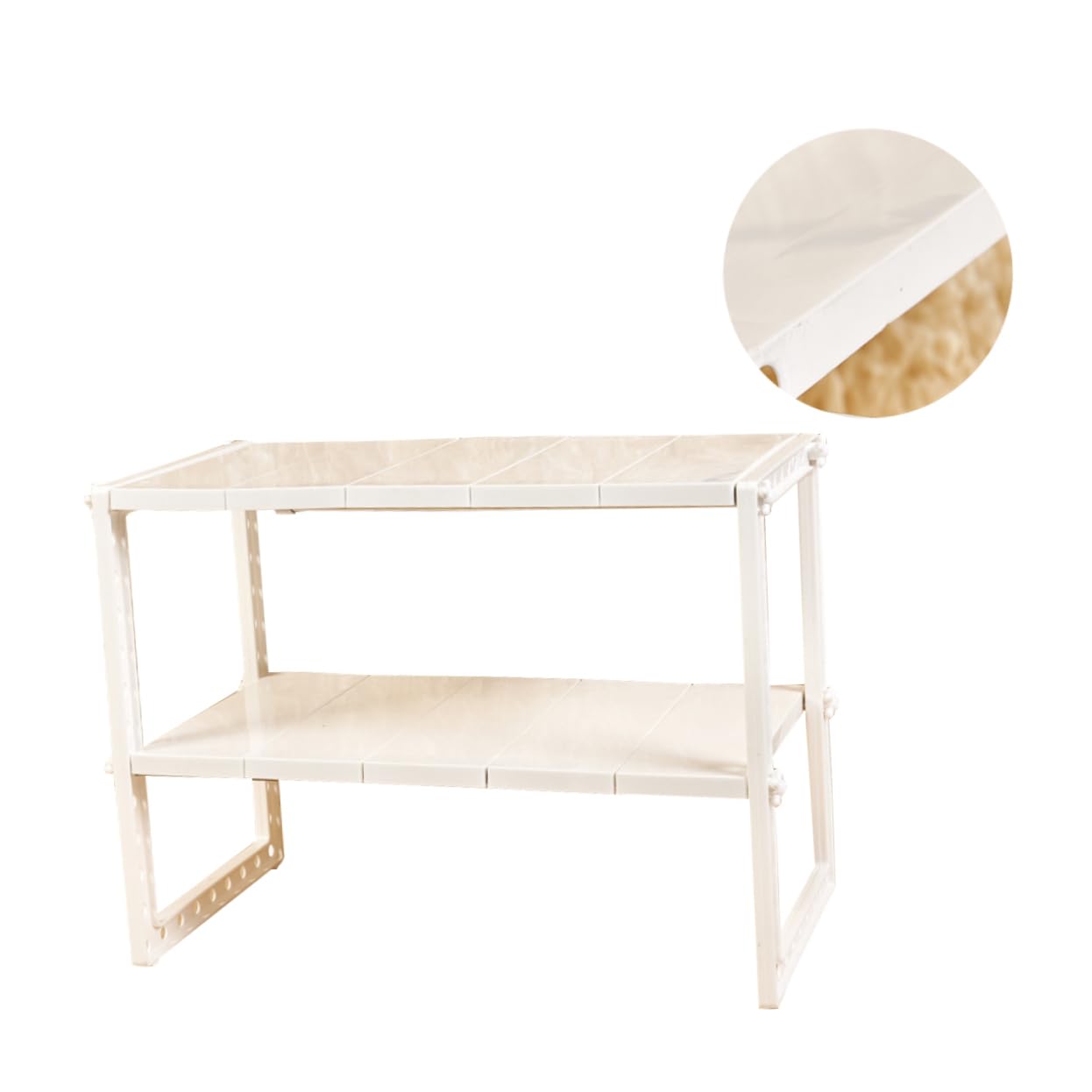 IMIKEYA Organizador Debajo del Fregadero 2 Niveles y 10 Estantes de Plástico Extraíbles de Acero Inoxidable para Cocina y Oficina
