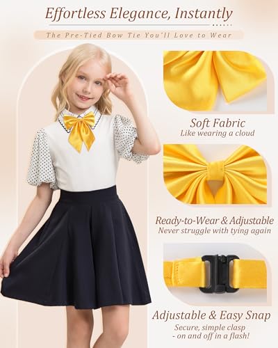 Image of AWAYTR Ladies Adjustable Pre tied Bowtie - Solid Color Bow Ties for Women