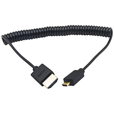 Duttek Extreme Thin Coiled Micro HDMI to HDMI Cable 6FT/1.8M, HDMI to Micro HDMI 2.0 Cable Compatible 4K@60Hz, 1080P, 4K, 3D, and Audio Return Channel