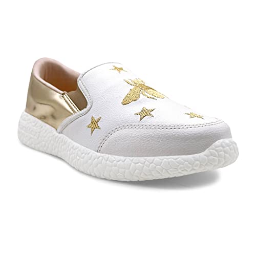 Image of KazarMax Women PU Embroidered Slipon Sneakers | Loafer| Casual Shoes