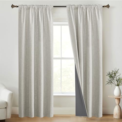 StangH Ivory Linen Textured 100% Blackout Curtains 2 Panels by StangH - Used condition - Image 2